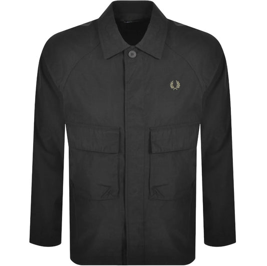 FRED PERRY RAGLAN UTILITY OVERSHIRT SHACKET JACKET BLACK 2XL RRP £150 BNWT