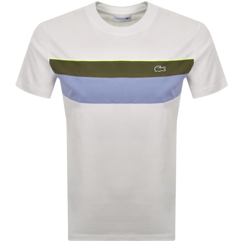 LACOSTE COLOUR BLOCK COTTON T-SHIRT WHITE RRP £60 BNWT