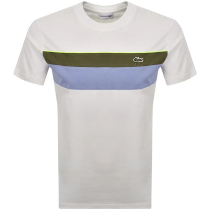 LACOSTE COLOUR BLOCK COTTON T-SHIRT WHITE RRP £60 BNWT