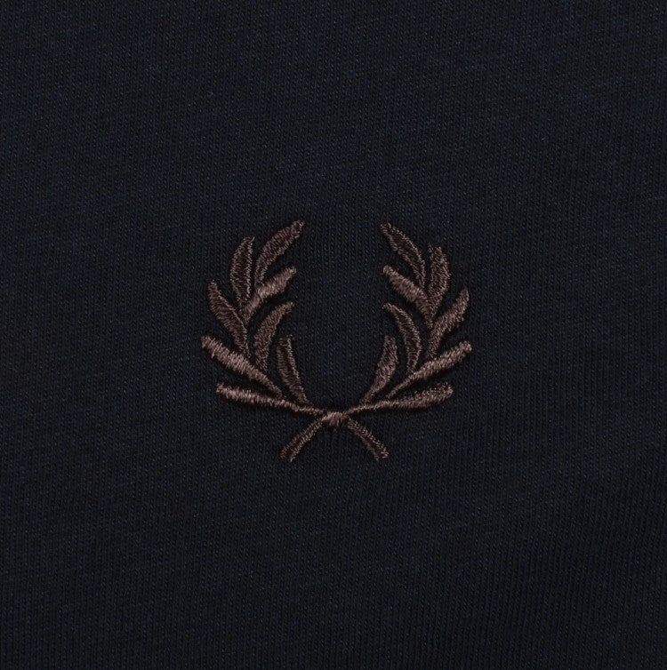 FRED PERRY TWIN TIPPED T-SHIRT NAVY/WARM OAT/BURNT TOBACCO RRP £50 BNWT