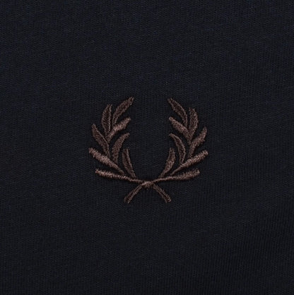 FRED PERRY TWIN TIPPED T-SHIRT NAVY/WARM OAT/BURNT TOBACCO RRP £50 BNWT