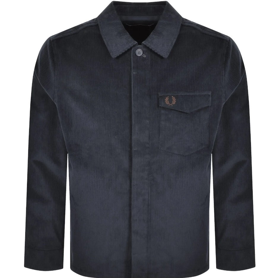 FRED PERRY CORDUROY OVERSHIRT JACKET NAVY BLUE LARGE RRP £160 BNWT