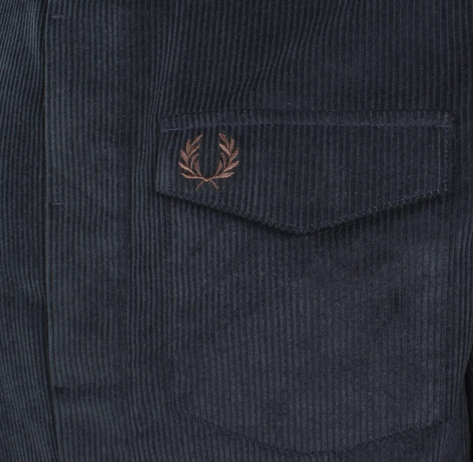 FRED PERRY CORDUROY OVERSHIRT JACKET NAVY BLUE LARGE RRP £160 BNWT