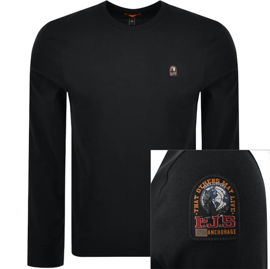 PARAJUMPERS KIP LONG SLEEVE COTTON T-SHIRT BLACK RRP £80 BNWT