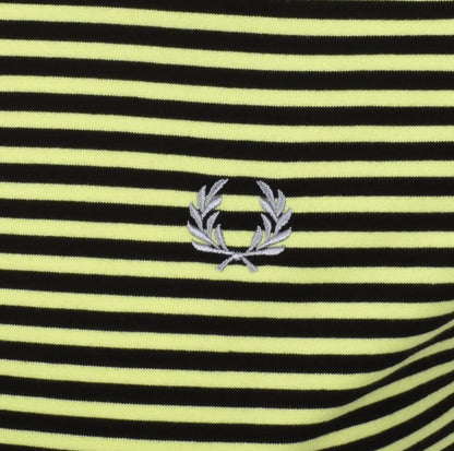 FRED PERRY FINE STRIPE HEAVYWEIGHT COTTON T-SHIRT BLACK/YELLOW 2XL RRP £65 BNWT