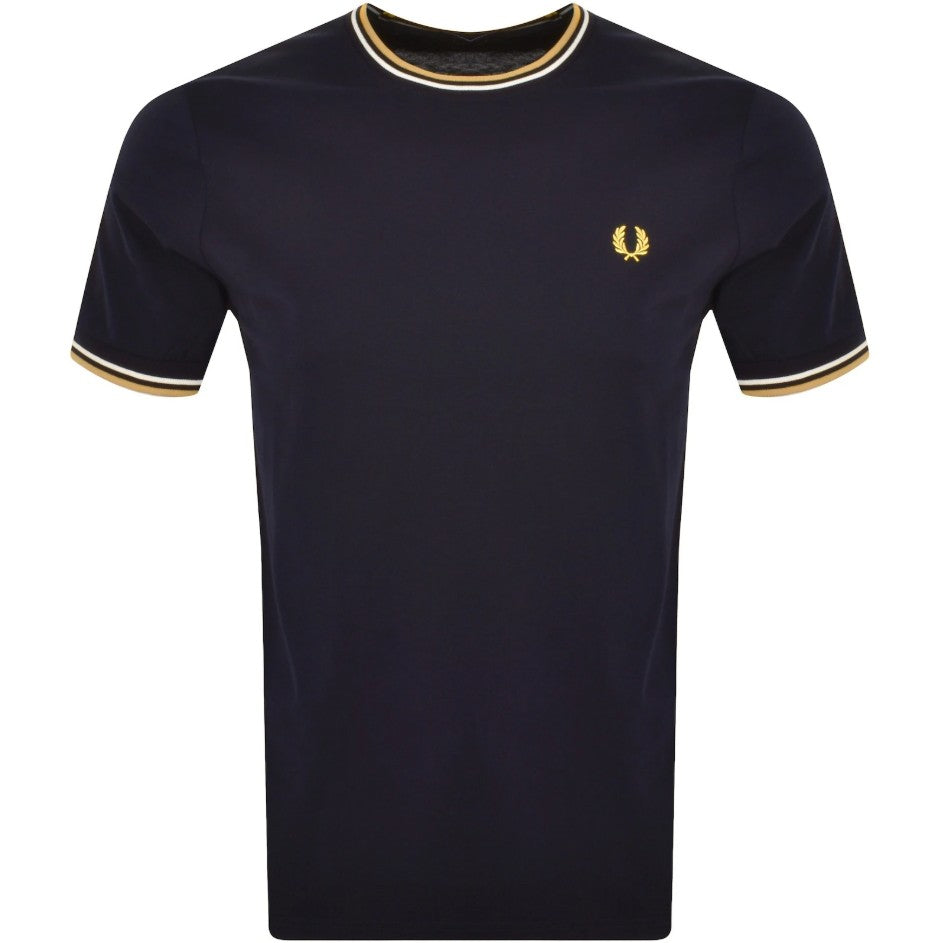 FRED PERRY TWIN TIPPED T-SHIRT NAVY/ECRU/HONEYCOMB 2XL RRP £50 BNWT