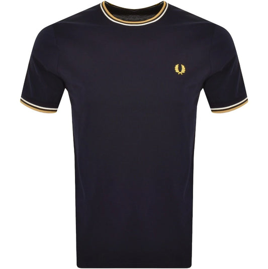 FRED PERRY TWIN TIPPED T-SHIRT NAVY/ECRU/HONEYCOMB 2XL RRP £50 BNWT