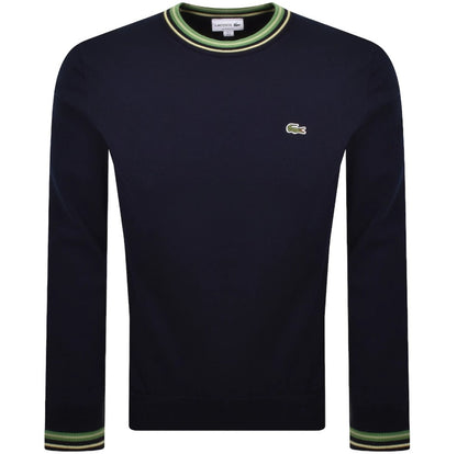 LACOSTE TIPPED CROC LOGO CREW NECK JUMPER NAVY BLUE 2XL RRP £120 BNWT