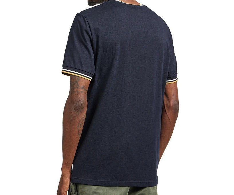 FRED PERRY TWIN TIPPED T-SHIRT NAVY/ECRU/HONEYCOMB 2XL RRP £50 BNWT