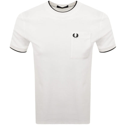 FRED PERRY PIQUE COTTON POCKET DETAIL T-SHIRT WHITE RRP £60 BNWT