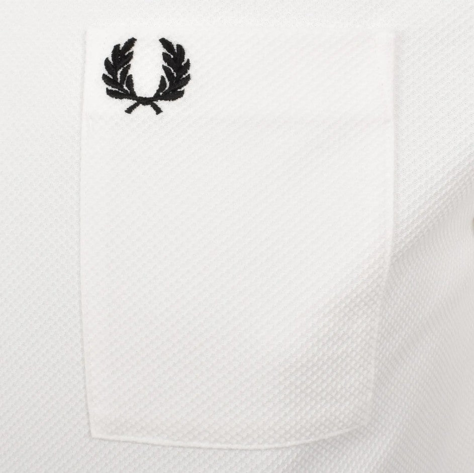 FRED PERRY PIQUE COTTON POCKET DETAIL T-SHIRT WHITE RRP £60 BNWT