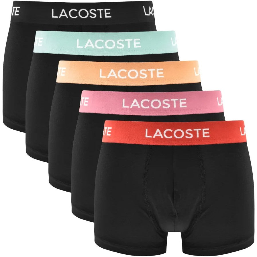 LACOSTE 5 PACK TRUNKS PANTS UNDERWEAR BLACK 2XL RRP £55 BNWT