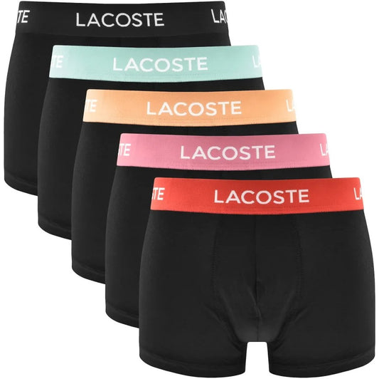 LACOSTE 5 PACK TRUNKS PANTS UNDERWEAR BLACK 2XL RRP £55 BNWT