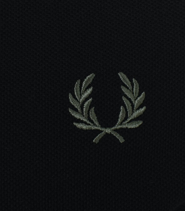 FRED PERRY TWIN TIPPED COTTON LONG SLEEVE POLO SHIRT BLACK RRP £95 NEW