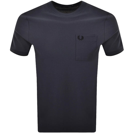 FRED PERRY PIQUE COTTON POCKET DETAIL T-SHIRT DARK AIRFORCE BLUE RRP £60 BNWT
