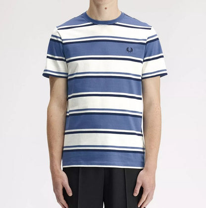 FRED PERRY BOLD STRIPE T-SHIRT ACE BLUE MEDIUM RRP £55 BNWT