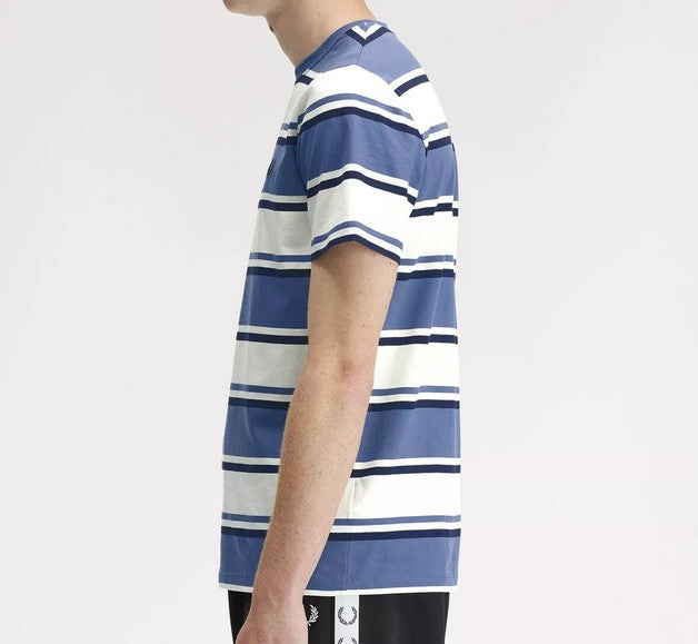 FRED PERRY BOLD STRIPE T-SHIRT ACE BLUE MEDIUM RRP £55 BNWT