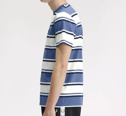 FRED PERRY BOLD STRIPE T-SHIRT ACE BLUE MEDIUM RRP £55 BNWT
