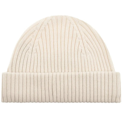 PARAJUMPERS RIBBED LOGO WOOL BLEND BEANIE HAT BEIGE RRP £60 BNWT