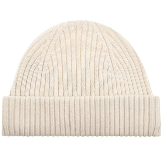 PARAJUMPERS RIBBED LOGO WOOL BLEND BEANIE HAT BEIGE RRP £60 BNWT