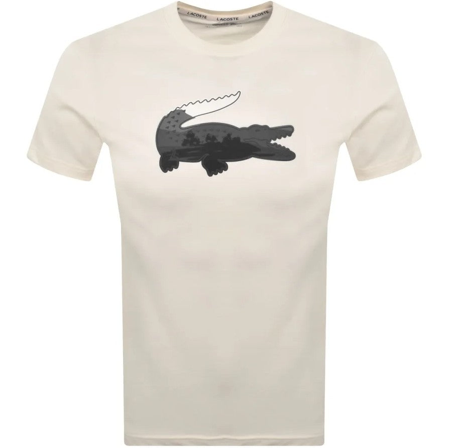 LACOSTE SPORT ULTRA DRY LARGE CROC LOGO COTTON T-SHIRT CREAM/GREY 3XL RRP £60 BNWT