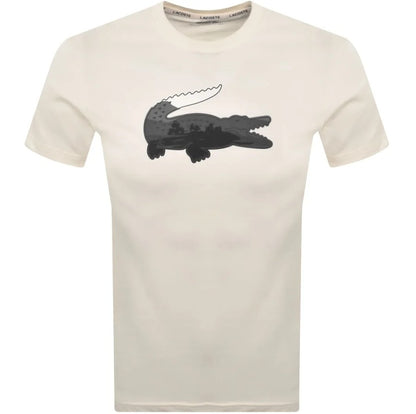 LACOSTE SPORT ULTRA DRY LARGE CROC LOGO COTTON T-SHIRT CREAM/GREY 3XL RRP £60 BNWT
