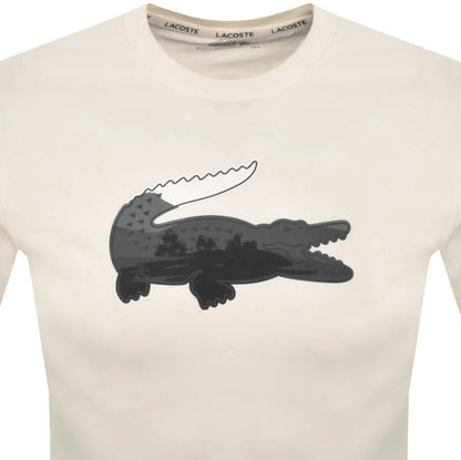LACOSTE SPORT ULTRA DRY LARGE CROC LOGO COTTON T-SHIRT CREAM/GREY 3XL RRP £60 BNWT