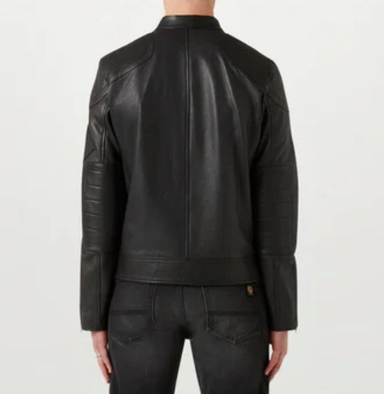 BELSTAFF T RACER CHEVIOT LEATHER BIKER JACKET BLACK RRP £850 BNWT