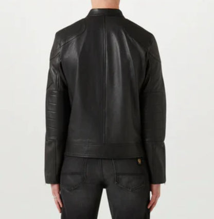 BELSTAFF T RACER CHEVIOT LEATHER BIKER JACKET BLACK RRP £850 BNWT