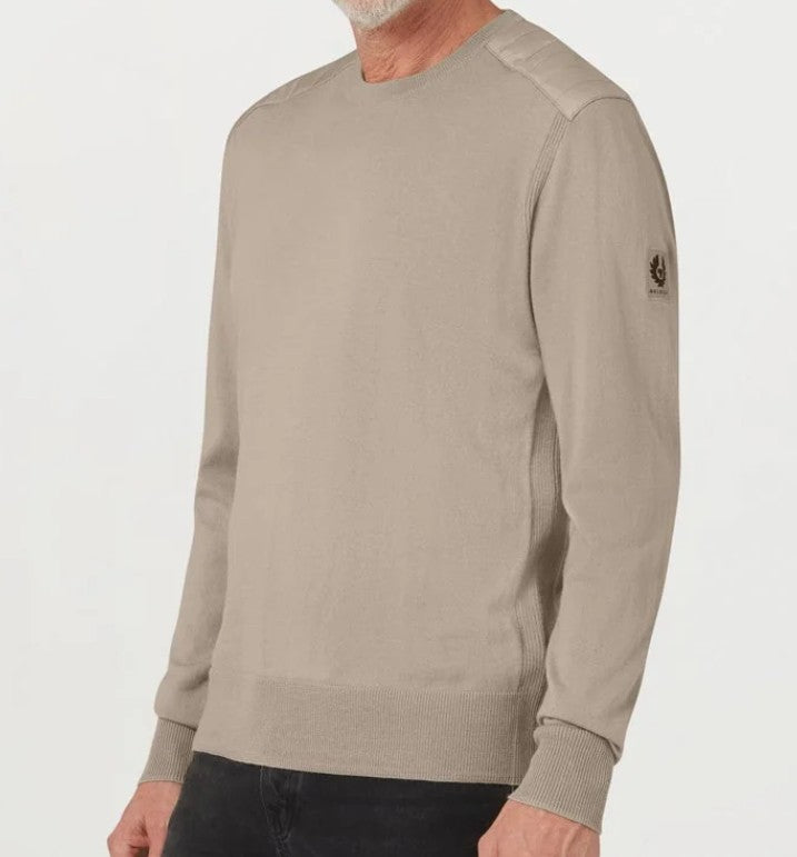 BELSTAFF KERRIGAN CREW NECK MERINO WOOL JUMPER DARK SAND 3XL RRP £175 BNWT