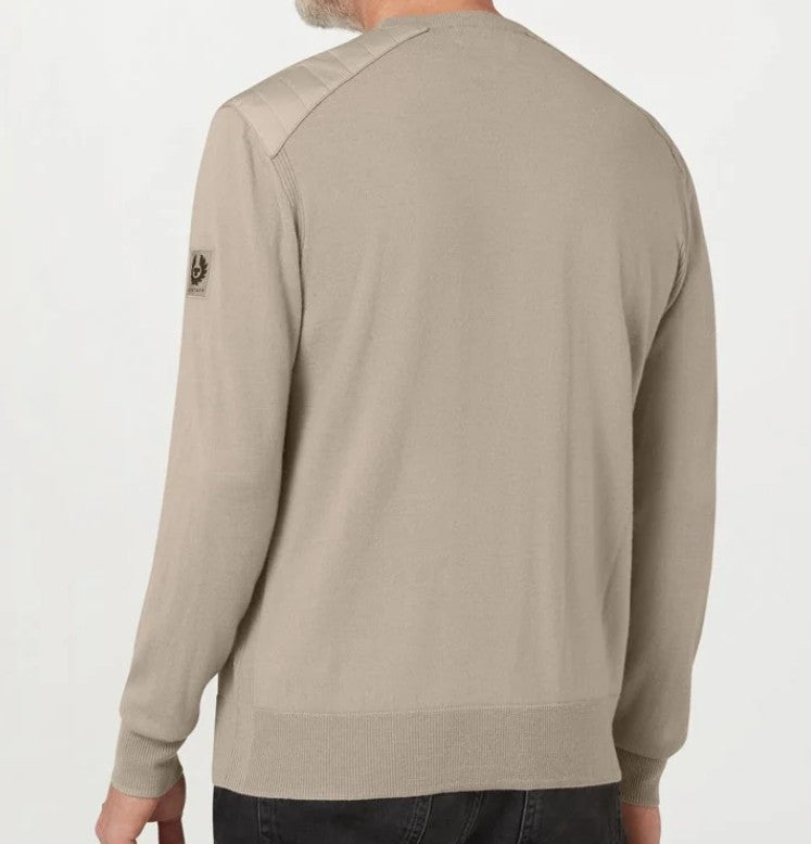 BELSTAFF KERRIGAN CREW NECK MERINO WOOL JUMPER DARK SAND 3XL RRP £175 BNWT