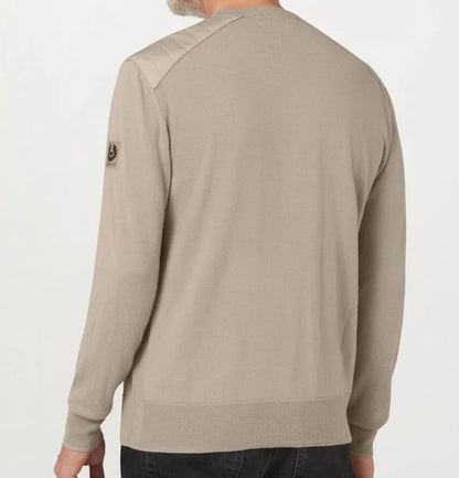 BELSTAFF KERRIGAN CREW NECK MERINO WOOL JUMPER DARK SAND 3XL RRP £175 BNWT