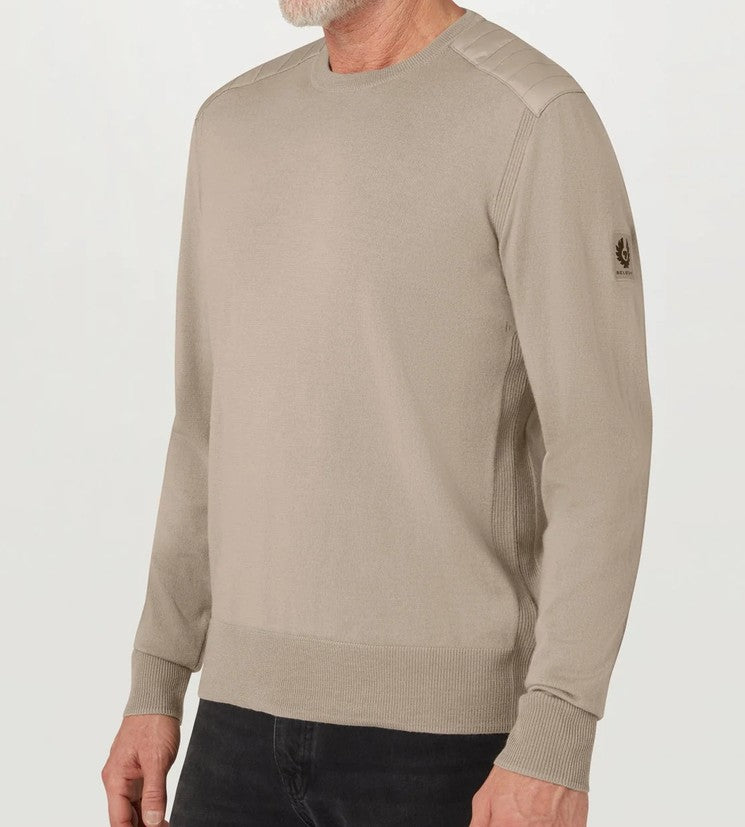 BELSTAFF KERRIGAN CREW NECK MERINO WOOL JUMPER DARK SAND 3XL RRP £175 BNWT