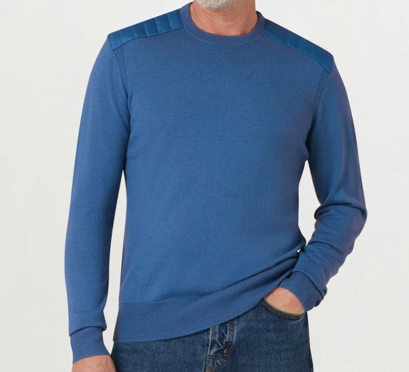BELSTAFF KERRIGAN CREW NECK MERINO WOOL JUMPER MARINE BLUE RRP £175 BNWT