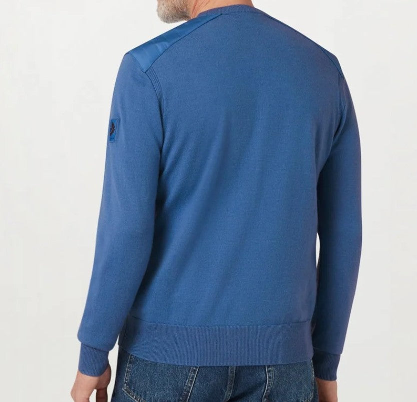BELSTAFF KERRIGAN CREW NECK MERINO WOOL JUMPER MARINE BLUE RRP £175 BNWT