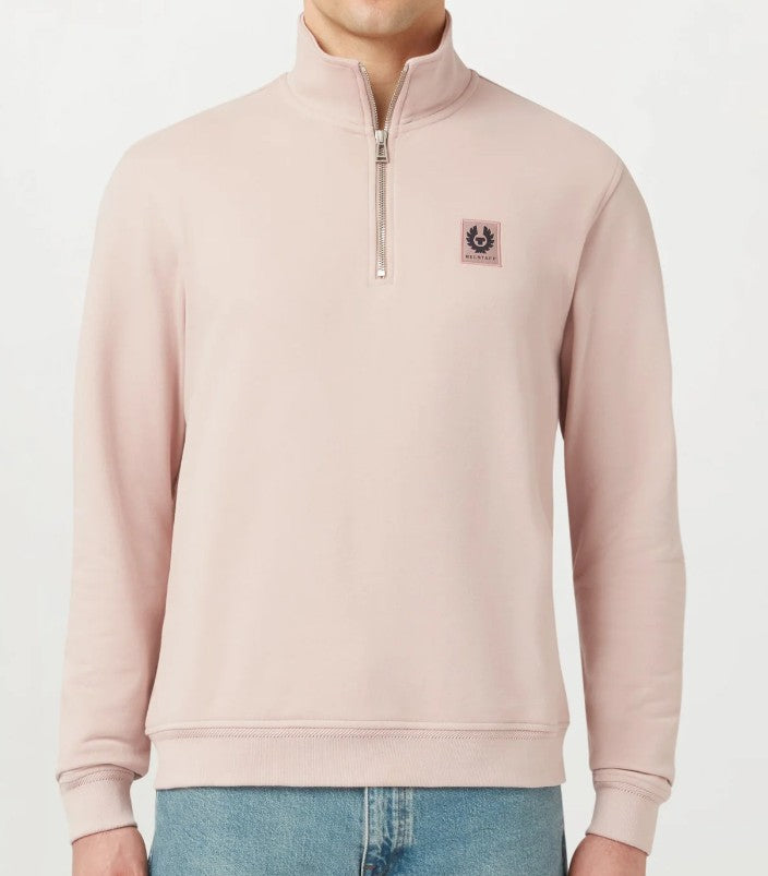 BELSTAFF QUARTER ZIP COTTON FLEECE SWEATSHIRT DUSK PINK RRP £145 BNWT