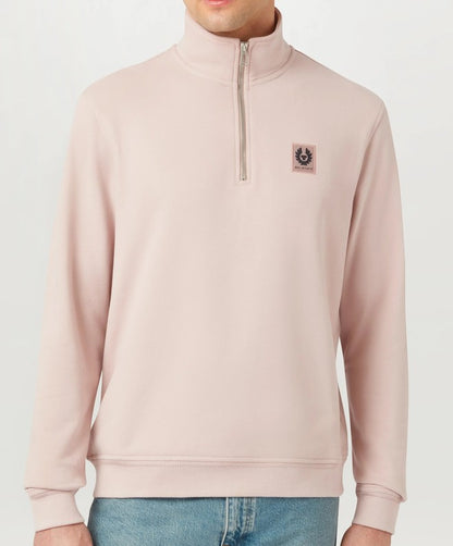 BELSTAFF QUARTER ZIP COTTON FLEECE SWEATSHIRT DUSK PINK RRP £145 BNWT