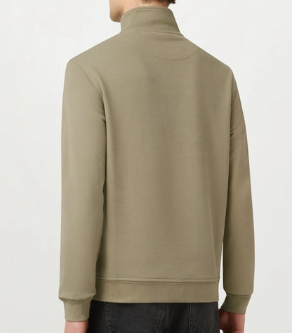 BELSTAFF QUARTER ZIP COTTON FLEECE SWEATSHIRT FATIGUE GREEN RRP £145 BNWT