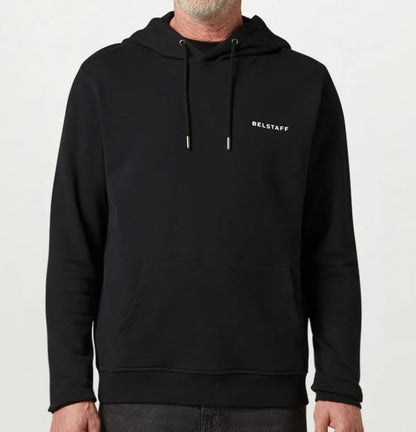BELSTAFF BORDER COTTON FLEECE HOODED SWEATSHIRT HOODIE BLACK RRP £155 BNWT