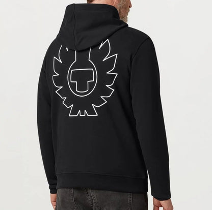BELSTAFF BORDER COTTON FLEECE HOODED SWEATSHIRT HOODIE BLACK RRP £155 BNWT