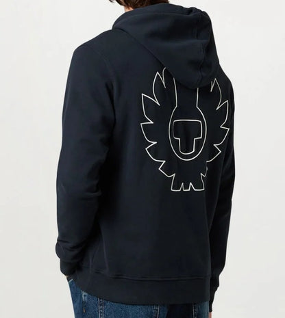 BELSTAFF BORDER COTTON FLEECE HOODED SWEATSHIRT HOODIE DARK INK RRP £155 BNWT