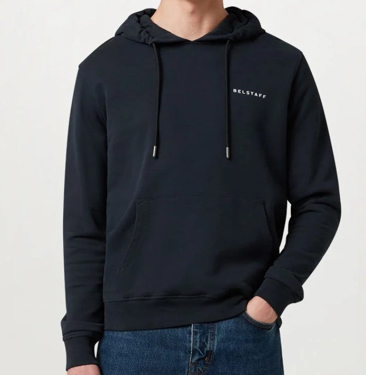 BELSTAFF BORDER COTTON FLEECE HOODED SWEATSHIRT HOODIE DARK INK RRP £155 BNWT