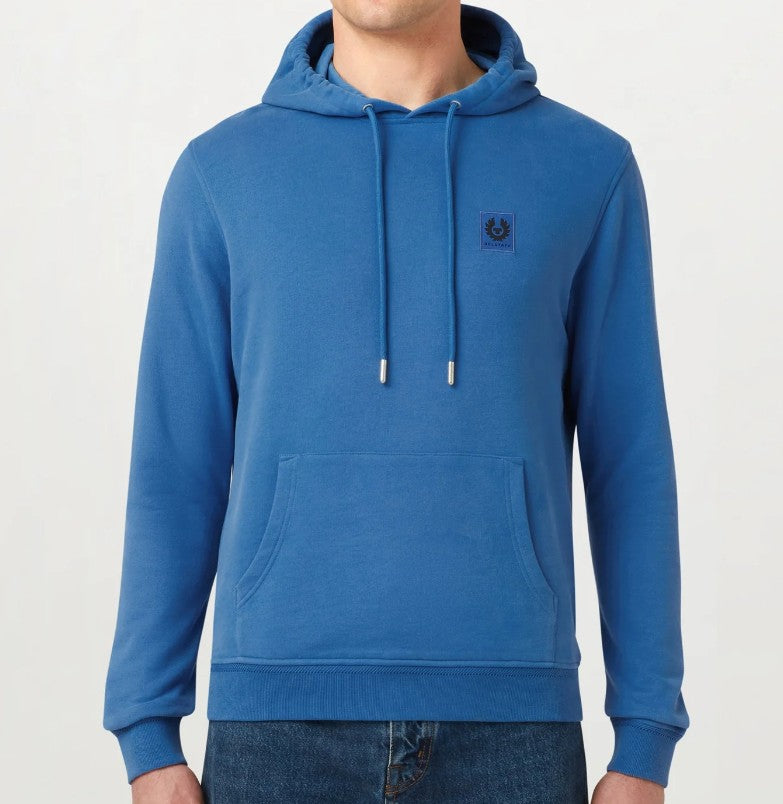 BELSTAFF COTTON FLEECE HOODED SWEATSHIRT HOODIE MARINE BLUE L RRP £150 BNWT