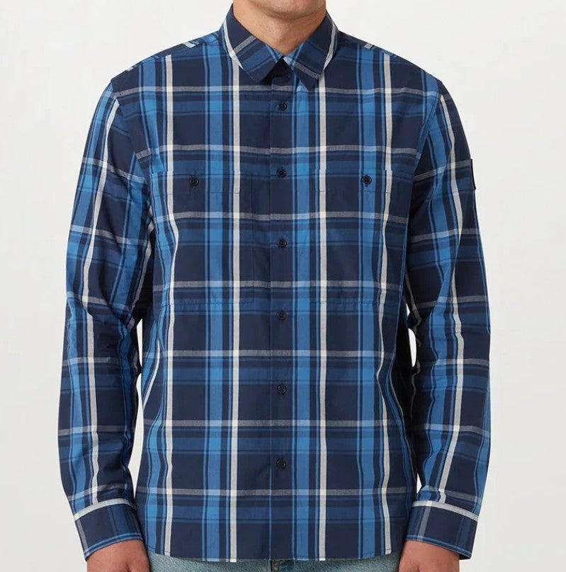 BELSTAFF FLEET CHECKED LONG SLEEVE SHIRT DARK INK BLUE RRP £170 BNWT