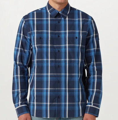 BELSTAFF FLEET CHECKED LONG SLEEVE SHIRT DARK INK BLUE RRP £170 BNWT