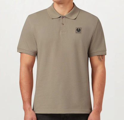 BELSTAFF PHOENIX PATCH PIQUE COTTON POLO SHIRT IN DARK SAND 2XL RRP £95 BNWT