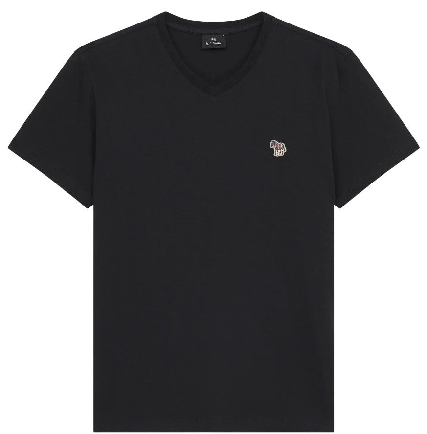 PAUL SMITH PS ORGANIC COTTON ZEBRA LOGO V-NECK T-SHIRT BLACK L RRP £70 BNWT