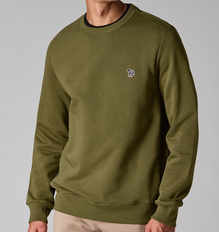 PAUL SMITH PS ZEBRA LOGO CREW NECK SWEATSHIRT KHAKI GREEN (36E) RRP £125 NEW