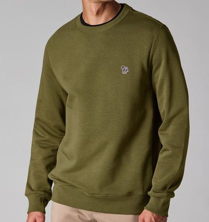 PAUL SMITH PS ZEBRA LOGO CREW NECK SWEATSHIRT KHAKI GREEN (36E) RRP £125 NEW