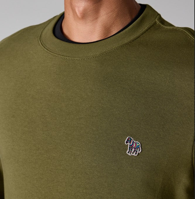 PAUL SMITH PS ZEBRA LOGO CREW NECK SWEATSHIRT KHAKI GREEN (36E) RRP £125 NEW